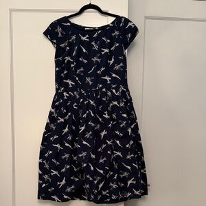 Navy Blue Emily and Fin Dress with airplane print